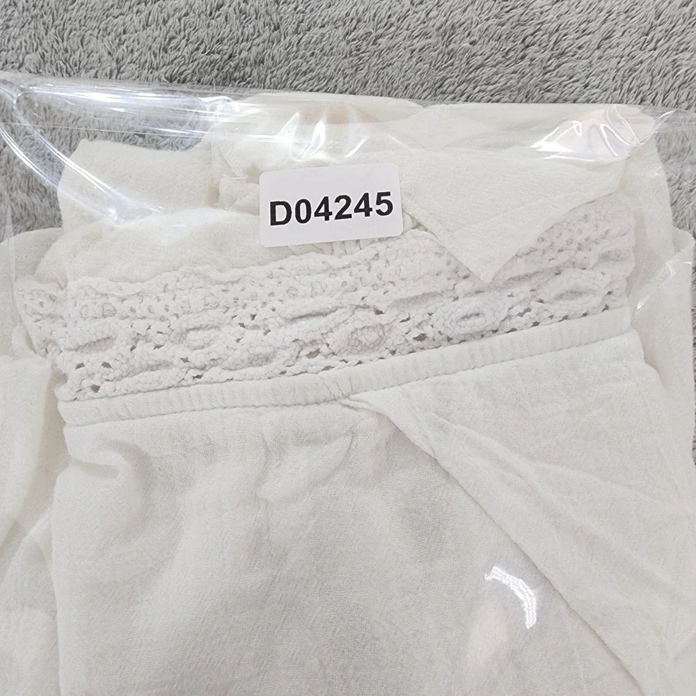 Becca By Rebecca V Swim Cover Up Womens M White Crochet Halter Tie Beach Cotton